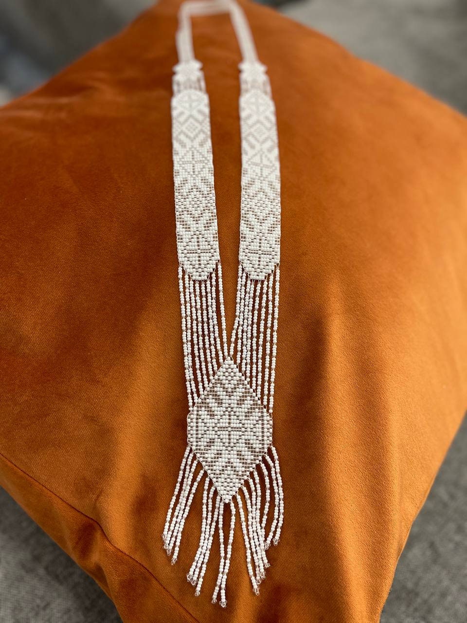 Ukrainian Motanka Gerdan Necklace | Handmade White Folk Jewelry