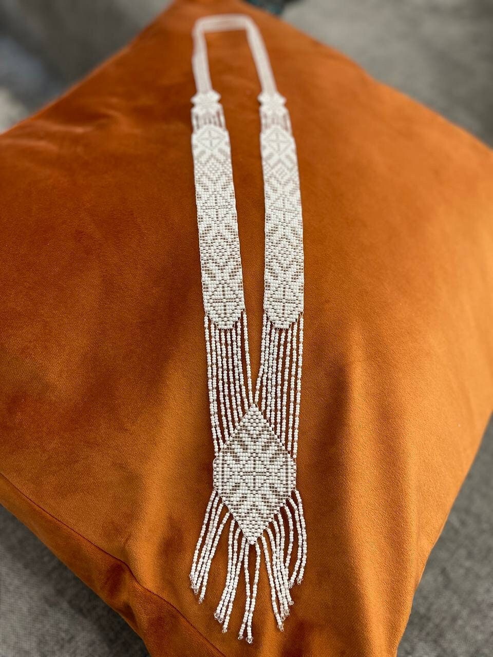 Ukrainian Motanka Gerdan Necklace | Handmade White Folk Jewelry