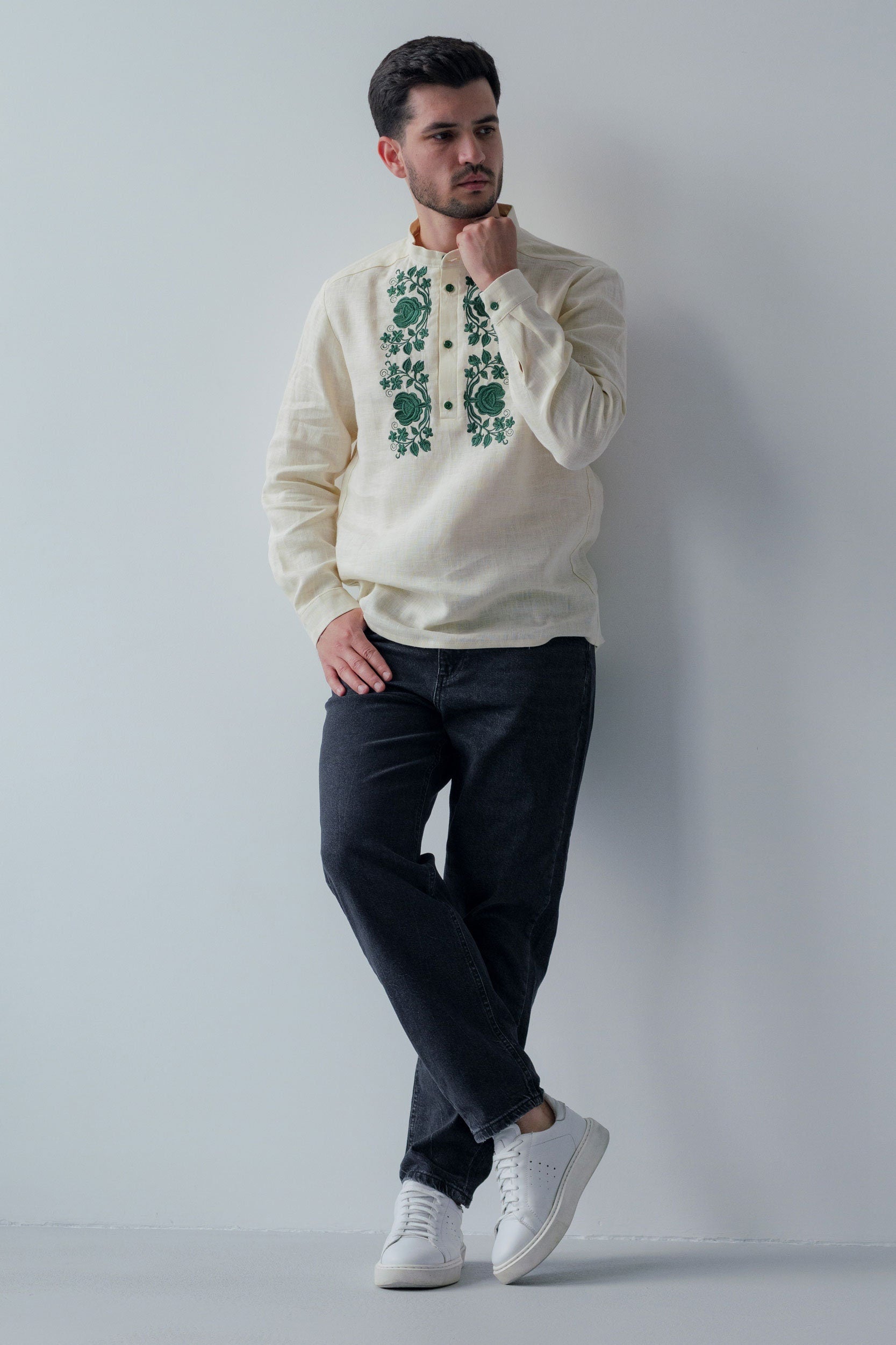 Linen Vyshyvanka Shirt for Men | Embroidered Ukrainian Traditional Shirt