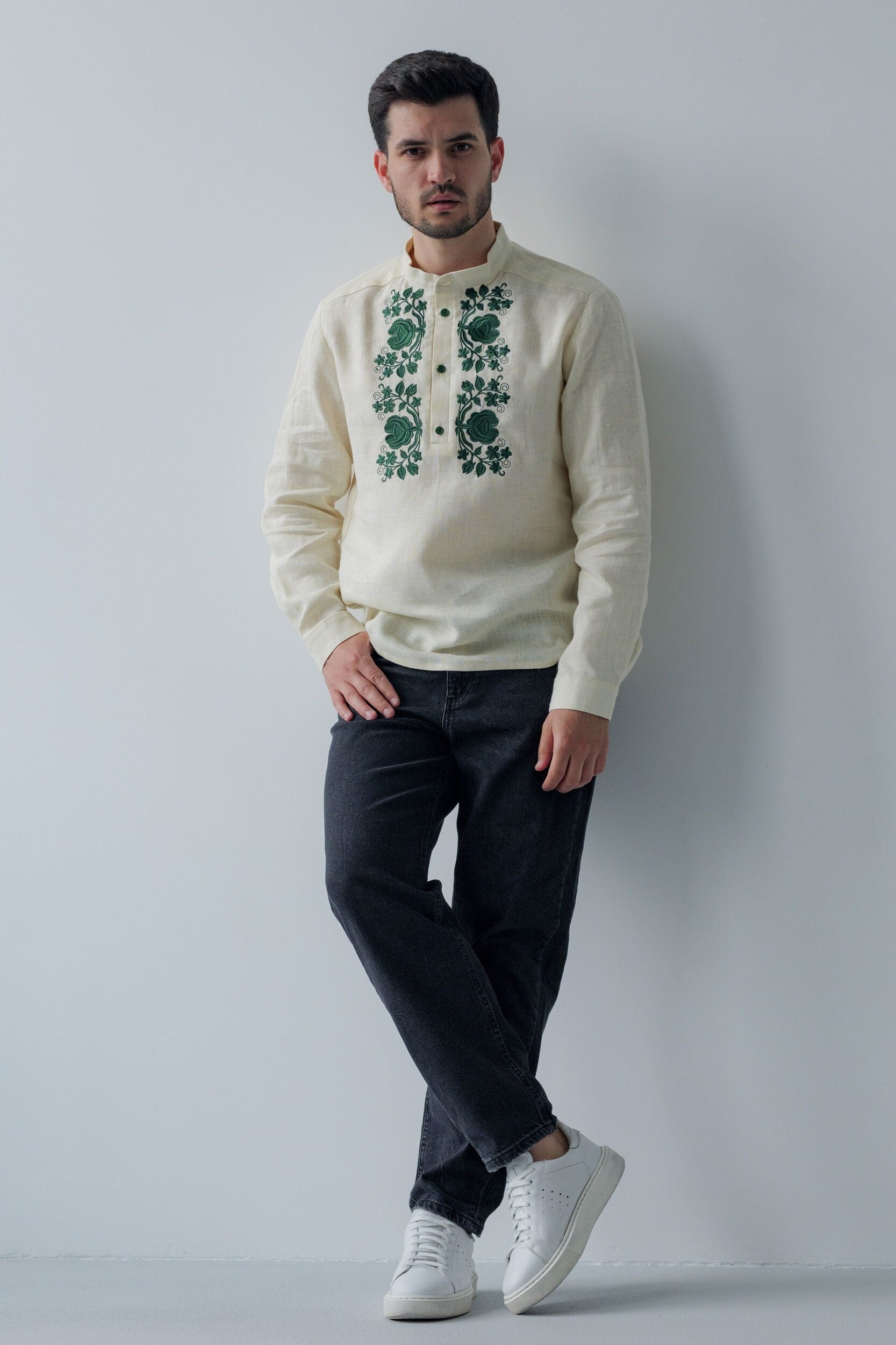 Linen Vyshyvanka Shirt for Men | Embroidered Ukrainian Traditional Shirt