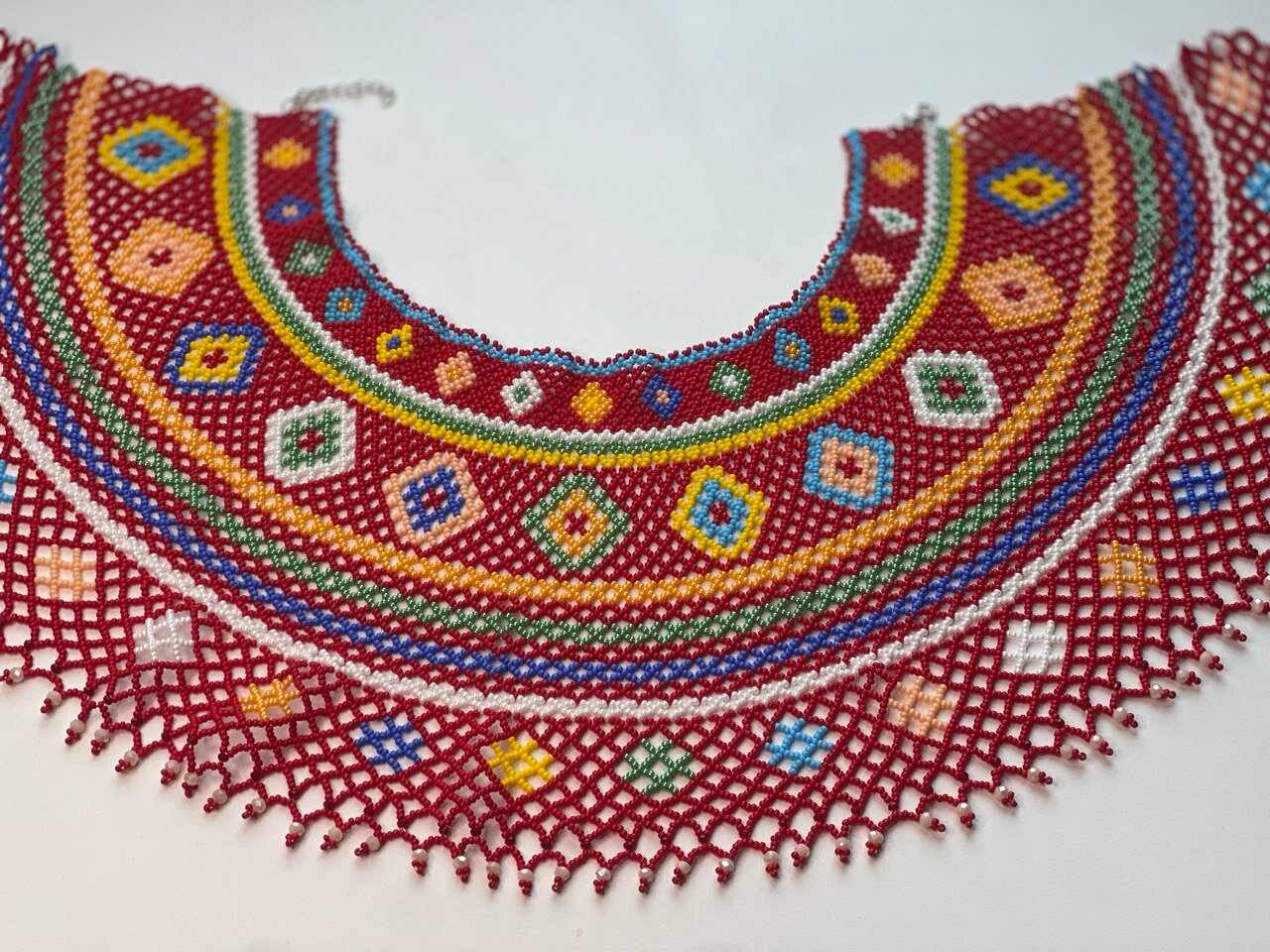 Red Ukrainian Sylyanka Seed Bead Necklace - Handmade Czech Vyshyvanka Collar