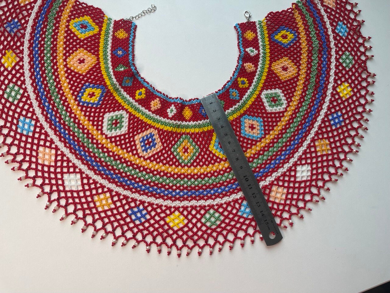 Red Ukrainian Sylyanka Seed Bead Necklace - Handmade Czech Vyshyvanka Collar