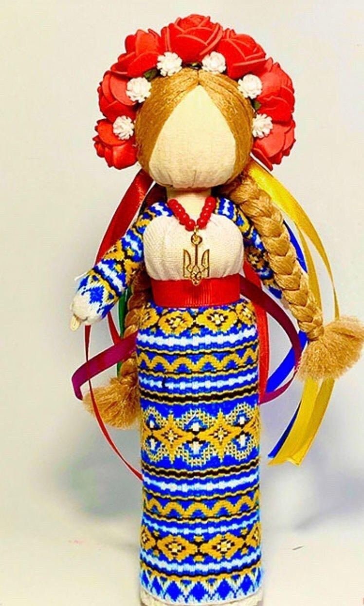 Unique Motanka Doll from Ukraine - Handmade Wooden Stand Protector of Home and Family
