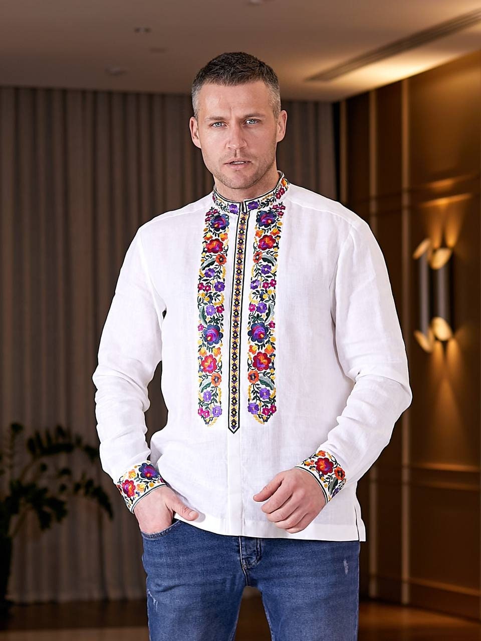 White Ukrainian Vyshyvanka Dress and Shirt Set - Family Embroidered Blouse for Easter