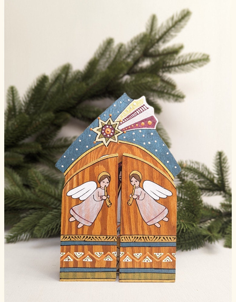 Wooden Triptych "House" Christmas Decor , Mom, and Easter
