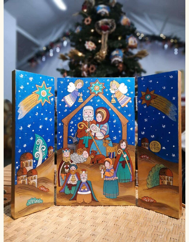 Wooden Holy Family Triptych "House" - Mother's Day, Christmas, Easter Decor