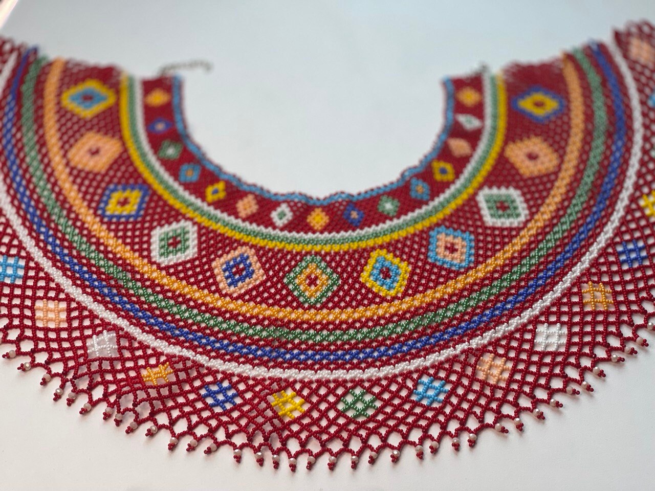 Red Ukrainian Sylyanka Seed Bead Necklace - Handmade Czech Vyshyvanka Collar