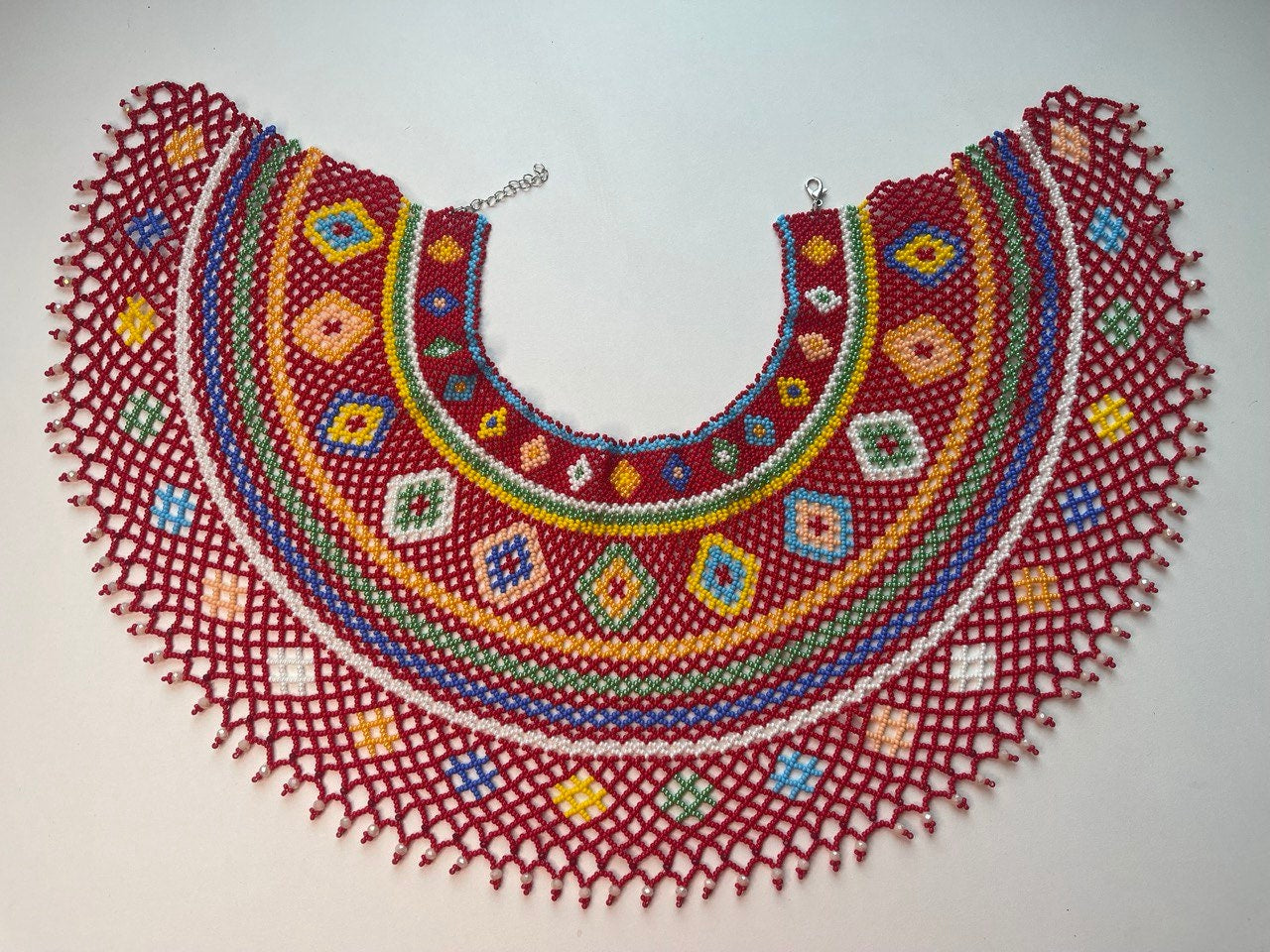 Red Ukrainian Sylyanka Seed Bead Necklace - Handmade Czech Vyshyvanka Collar