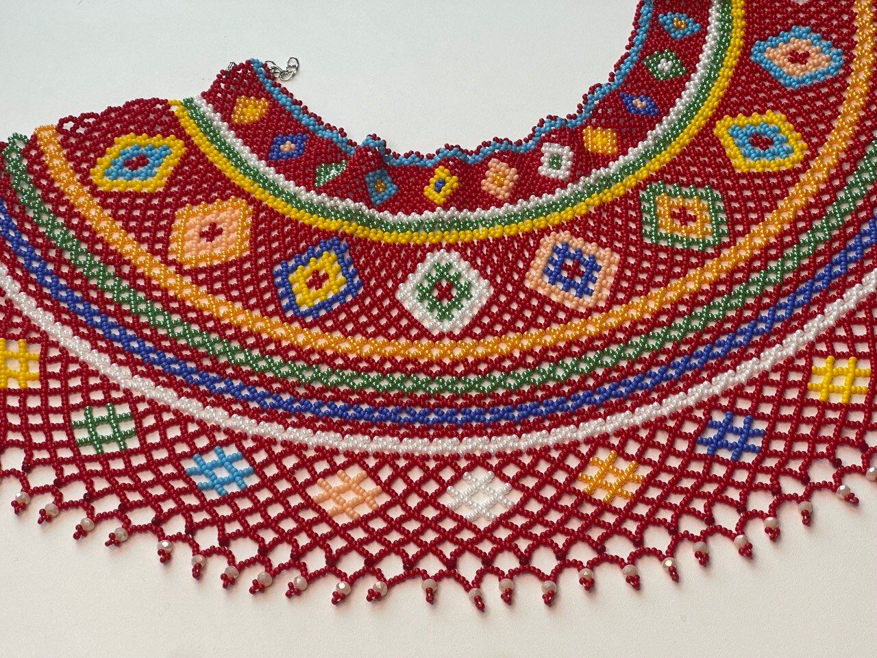 Red Ukrainian Sylyanka Seed Bead Necklace - Handmade Czech Vyshyvanka Collar