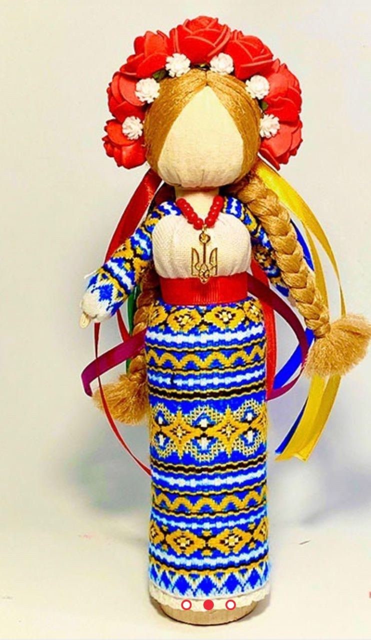 Unique Motanka Doll from Ukraine - Handmade Wooden Stand Protector of Home and Family