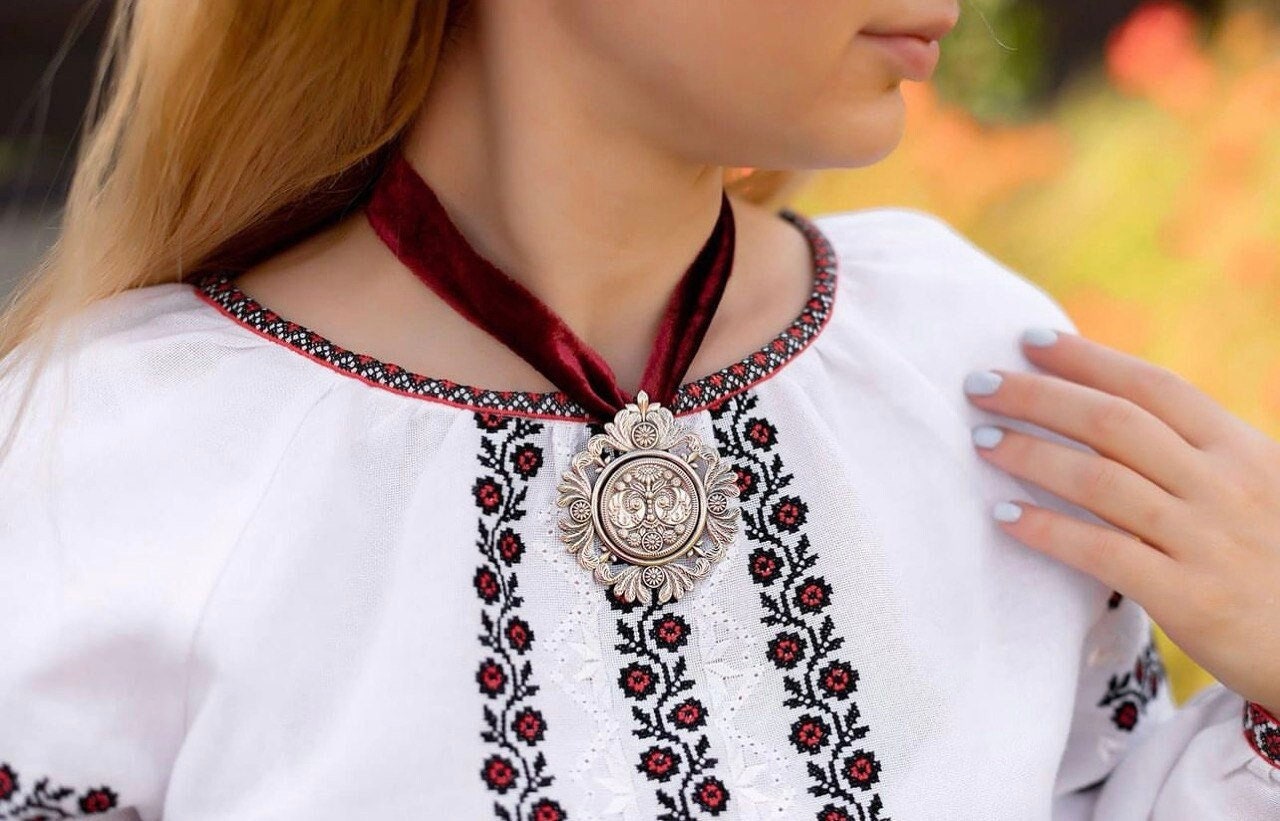 Ukrainian Dukach Tree of Life Pendant - Handmade Ethnic Necklace