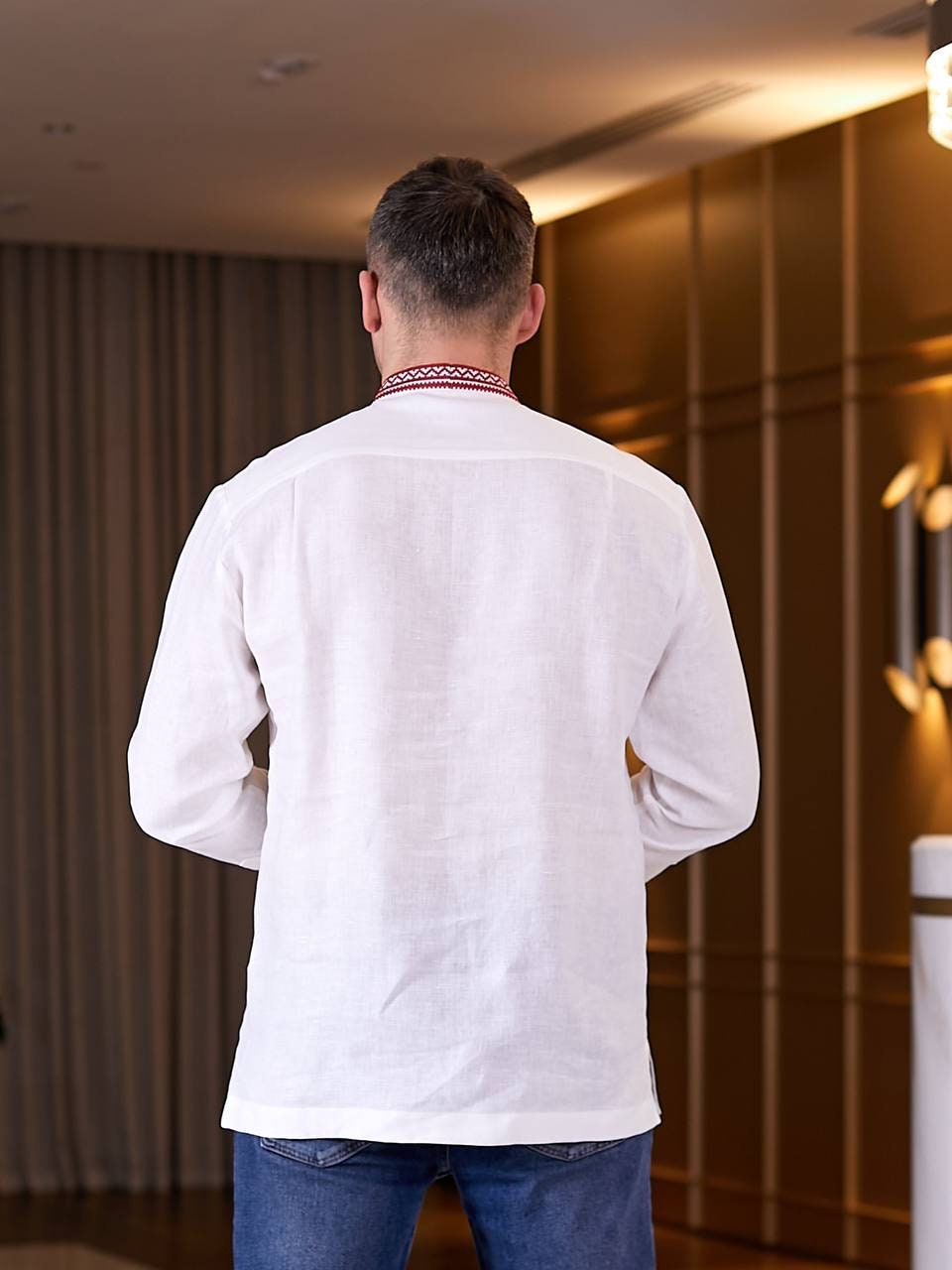 White Linen Vyshyvanka - Men's Embroidered Ukrainian Shirt