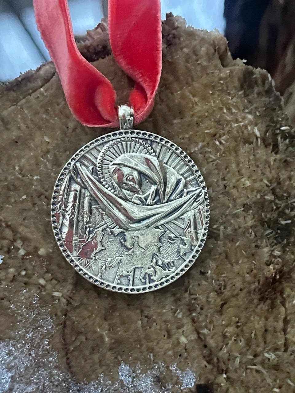 Ukrainian Dukach Pendant: Mother of God with Son - Traditional Ethnic Necklace