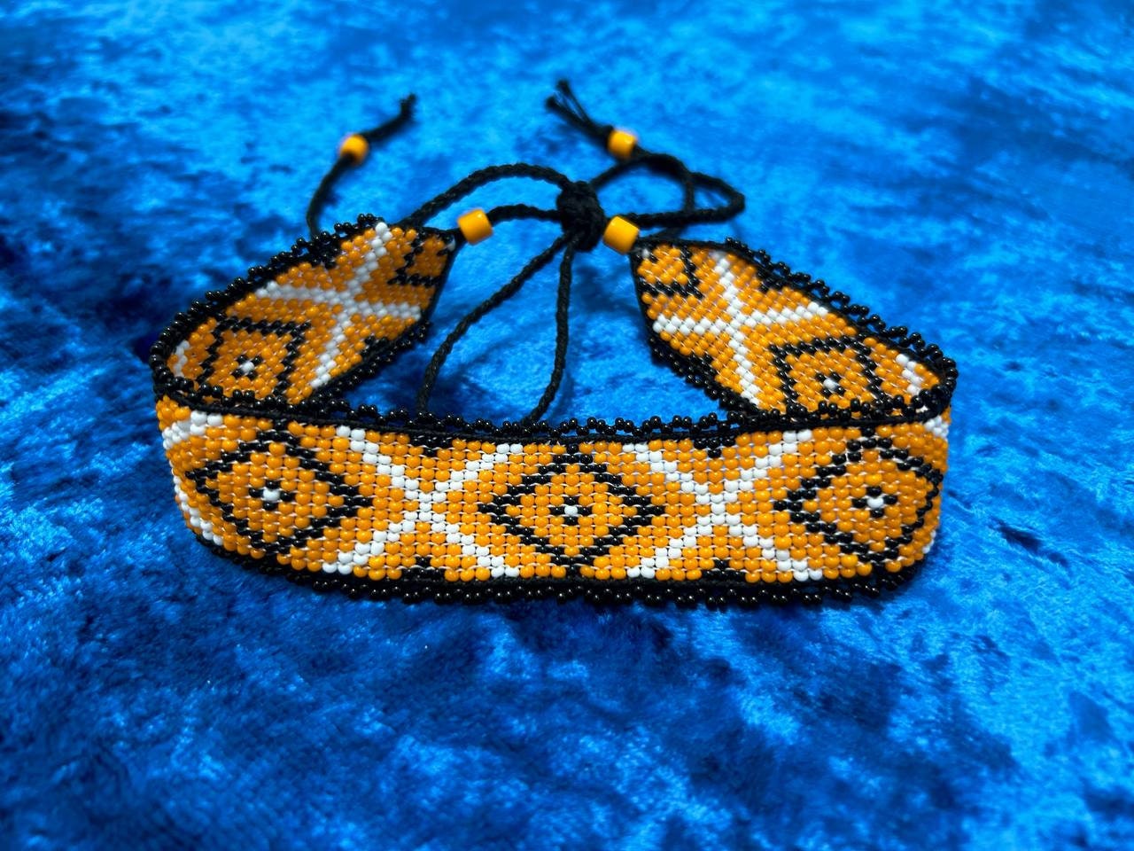 Ukrainian SYLYANKA Seed Bead Necklace | Handmade Orange Vyshyvanka Design