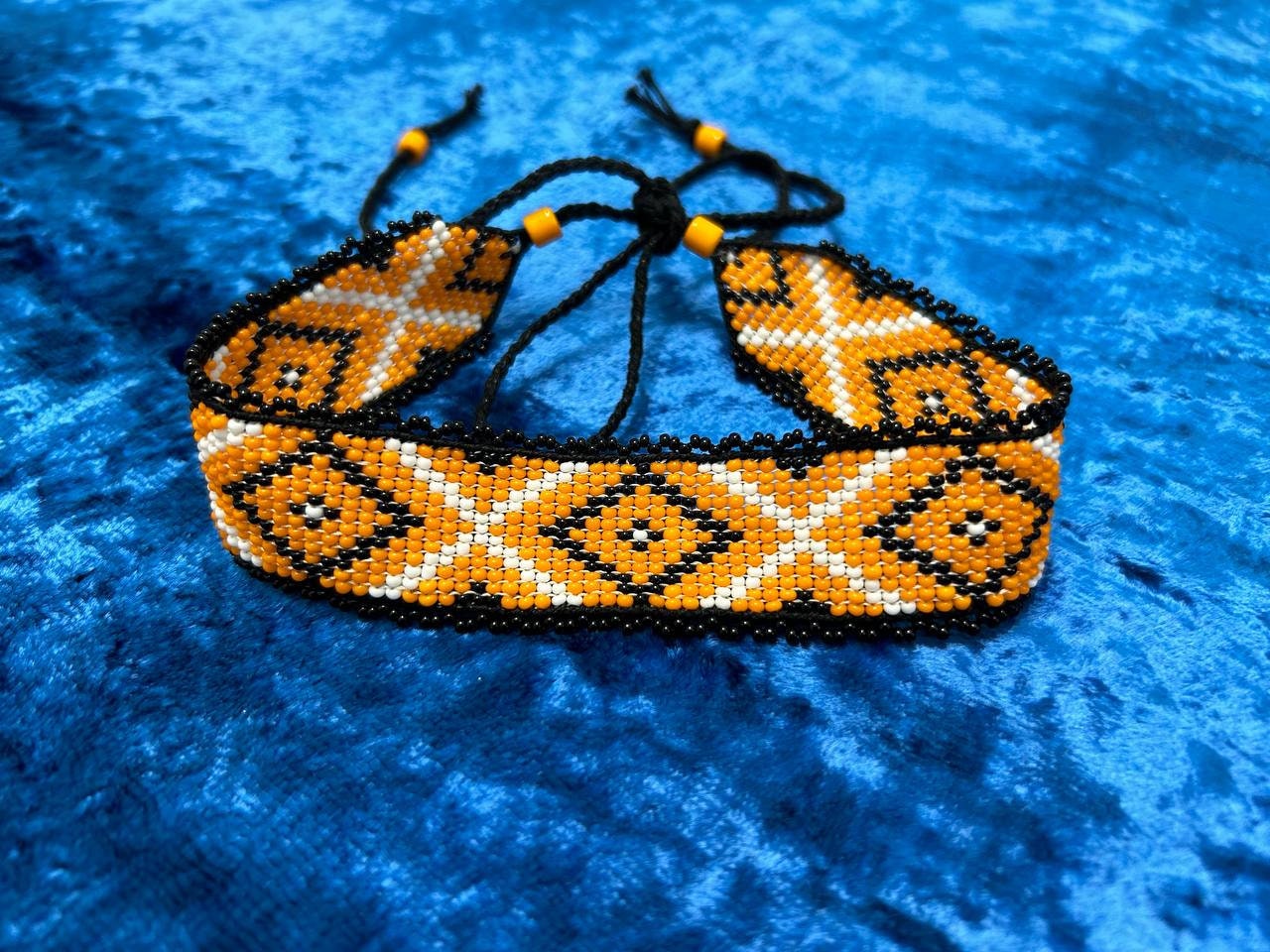 Ukrainian SYLYANKA Seed Bead Necklace | Handmade Orange Vyshyvanka Design