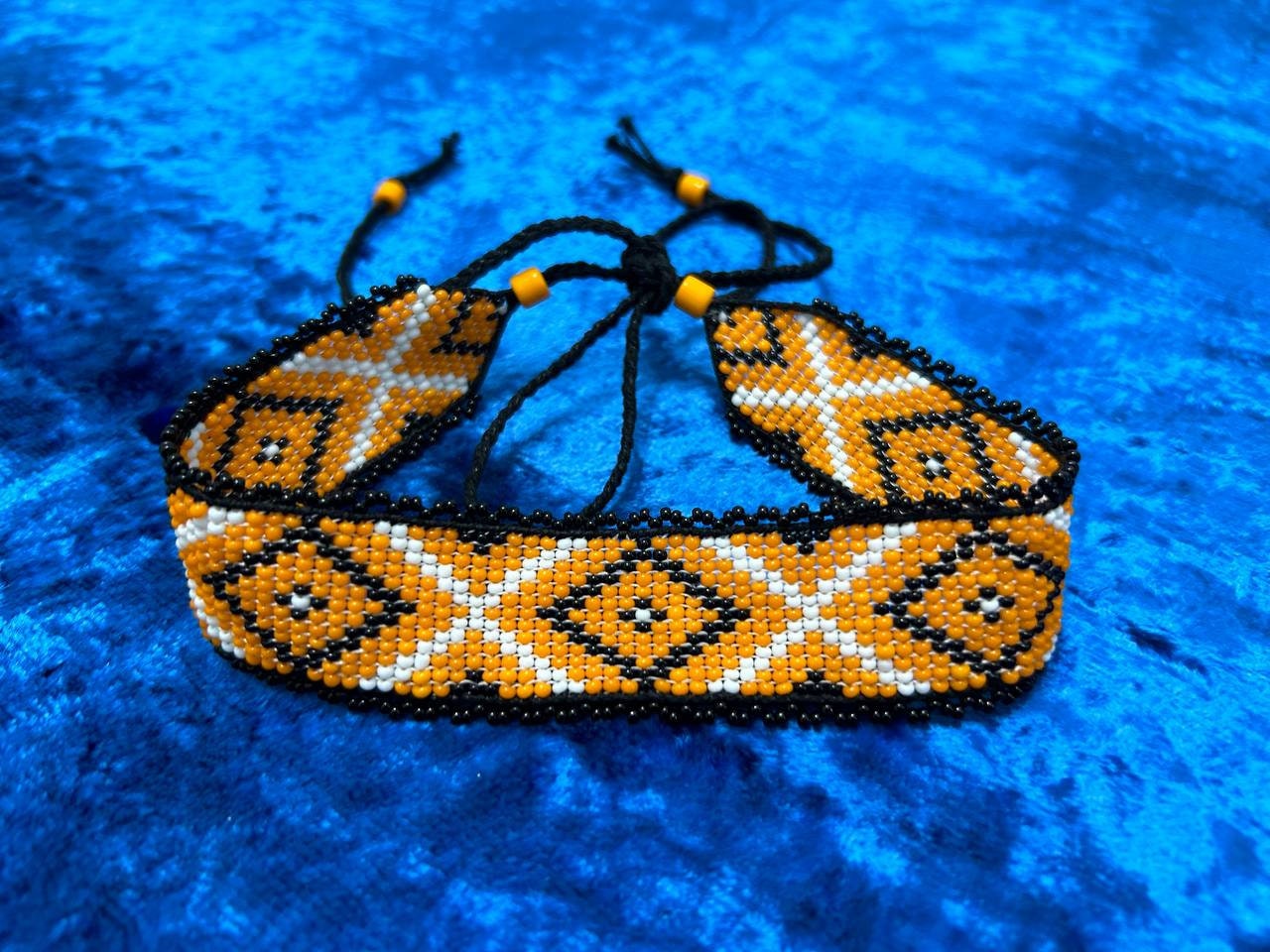 Ukrainian SYLYANKA Seed Bead Necklace | Handmade Orange Vyshyvanka Design