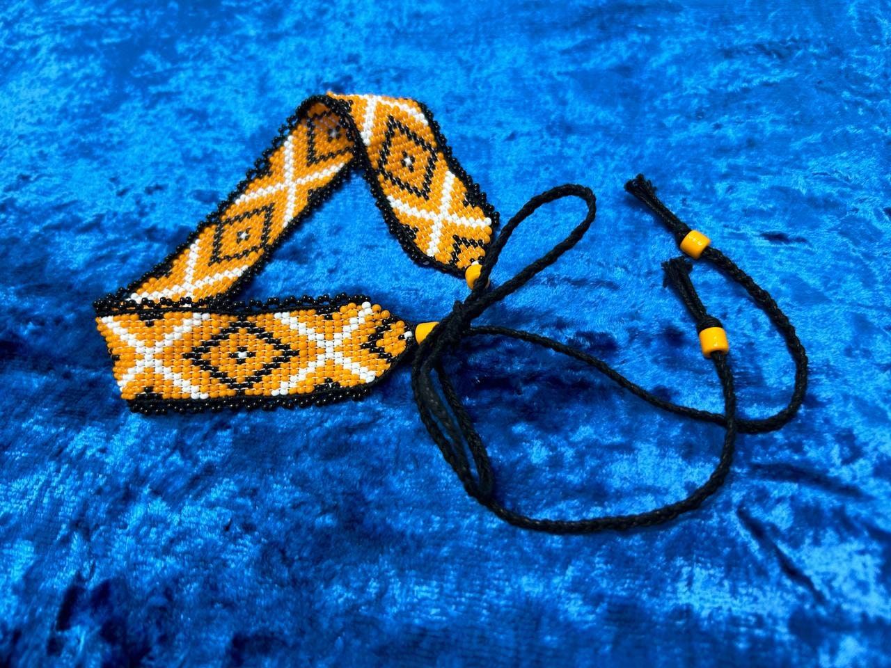 Ukrainian SYLYANKA Seed Bead Necklace | Handmade Orange Vyshyvanka Design