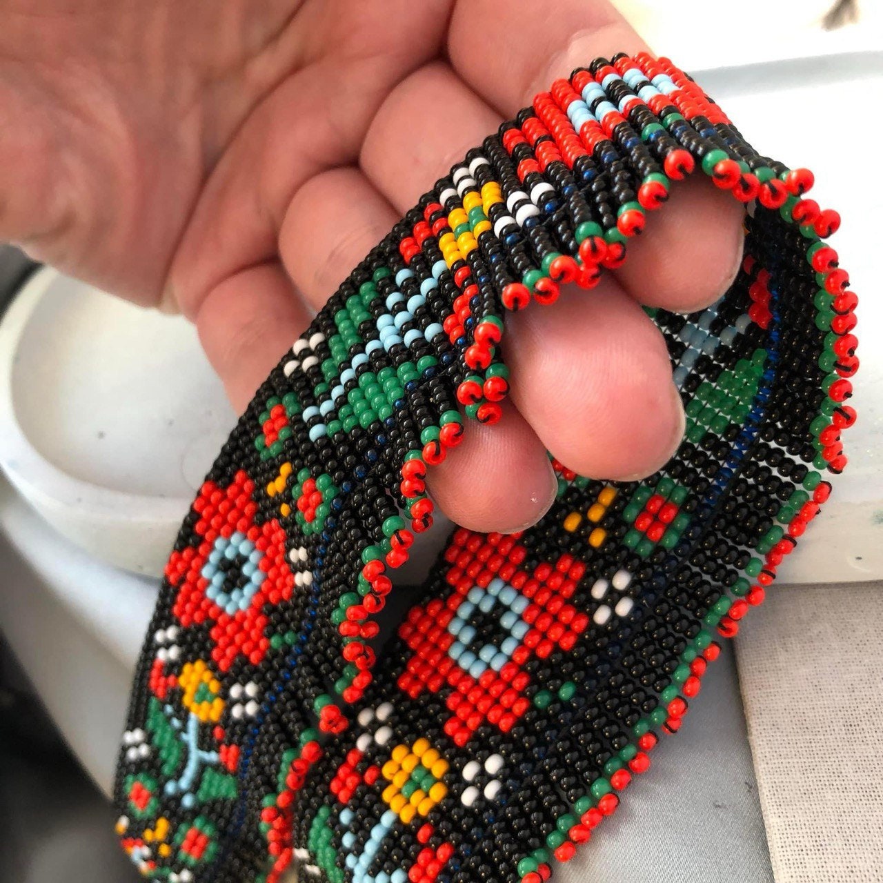 Fringe Ukrainian Gerdan Choker - Handmade Folk Necklace