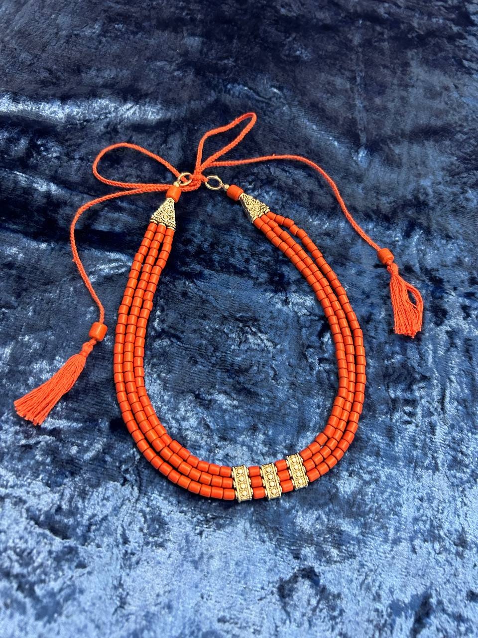 Red Ukrainian Traditional Ceramic Necklace with Antique Fireplace Beads - Ethnic Jewelry