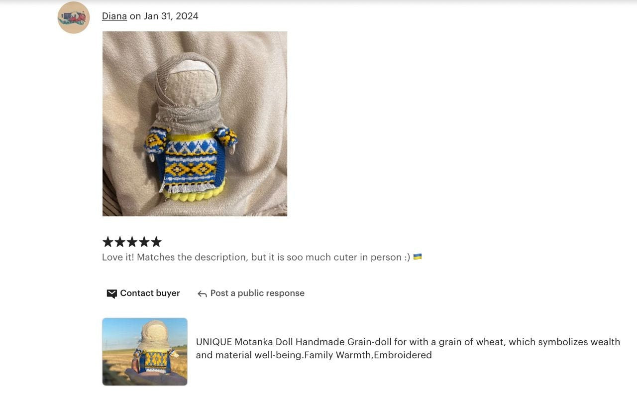 Handmade Motanka Doll with Grain of Wheat - Symbol of Wealth and Family Warmth