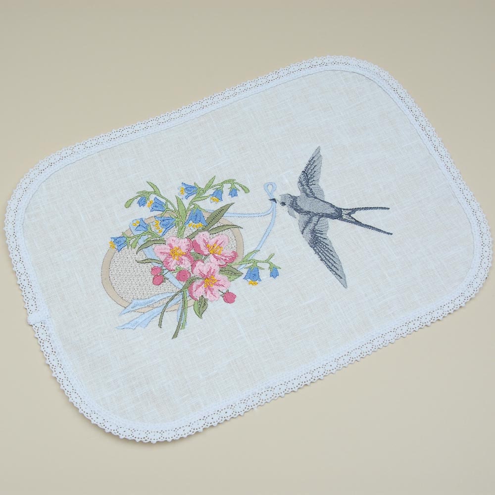 Embroidered Ukrainian Easter Napkin 37x25 cm - Swallow Design
