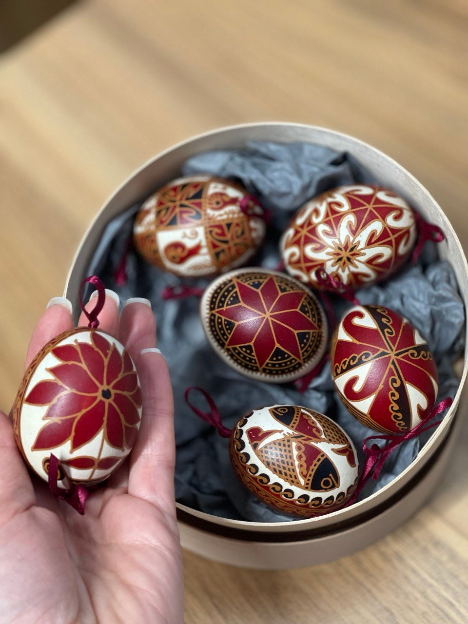 6 Handmade Ukrainian Pysanka Eggs - Traditional High Quality Easter Decor
