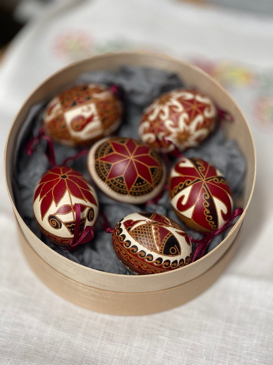 6 Handmade Ukrainian Pysanka Eggs - Traditional High Quality Easter Decor