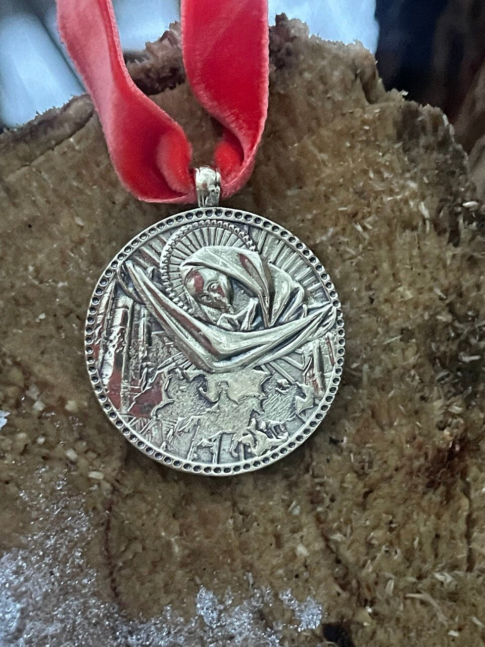 Ukrainian Dukach Pendant: Mother of God with Son - Traditional Ethnic Necklace