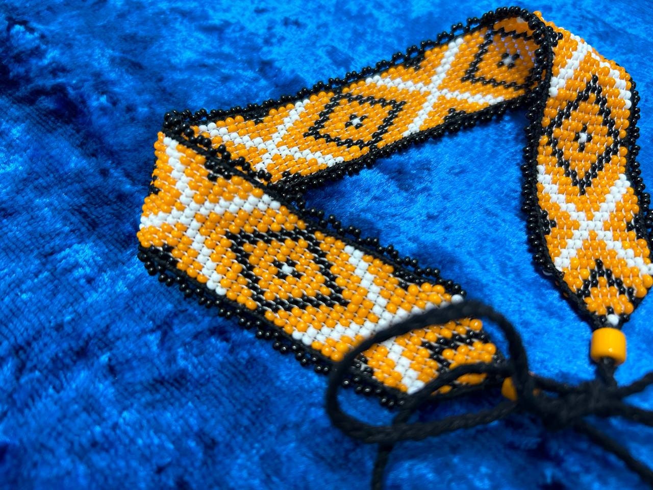 Ukrainian SYLYANKA Seed Bead Necklace | Handmade Orange Vyshyvanka Design