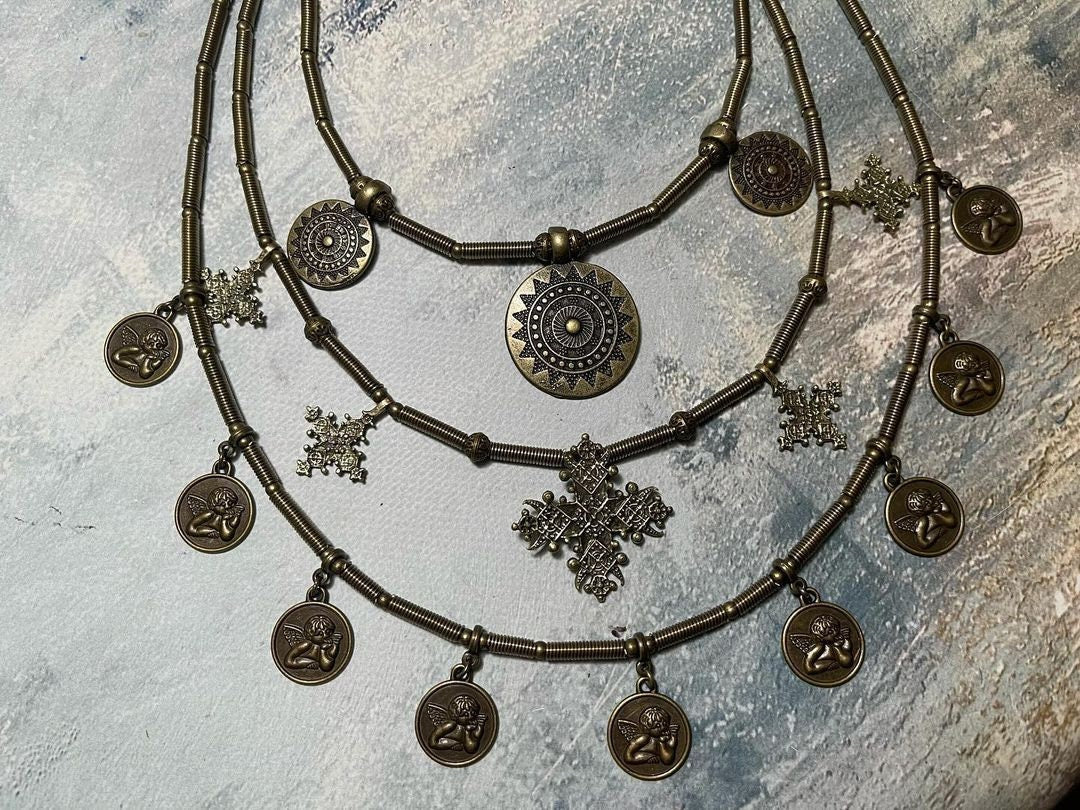 2025 Ukrainian Ethnic Metal Cross Necklace - Traditional Brass Pendant Jewelry