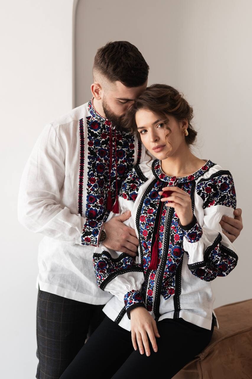 White Ukrainian Vyshyvanka Blouse | Red Embroidered Bohemian Ethnic Shirt
