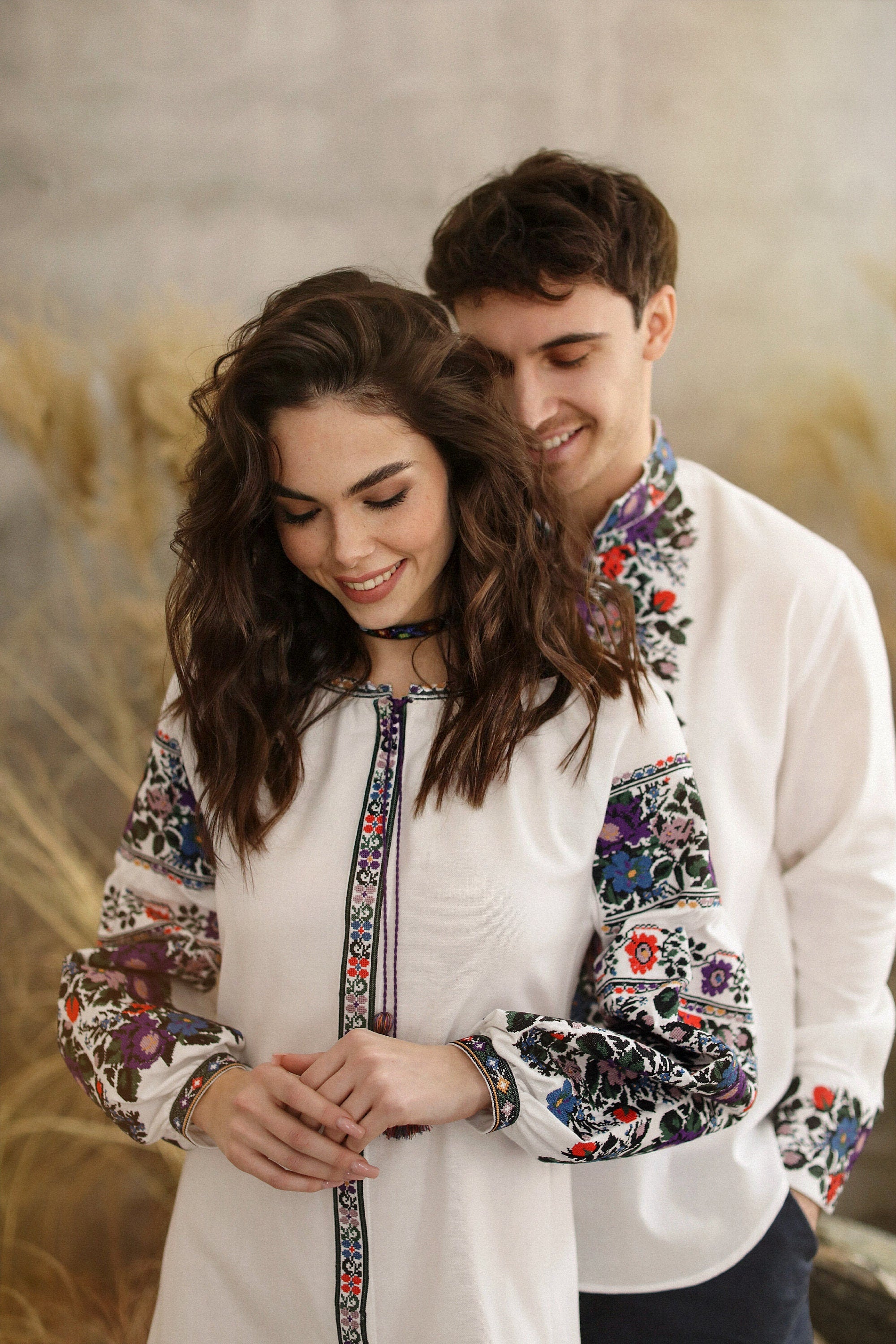 White Ukrainian Embroidered Vyshyvanka Dress - Boho Style Ukrainian Folk & Wedding Dress