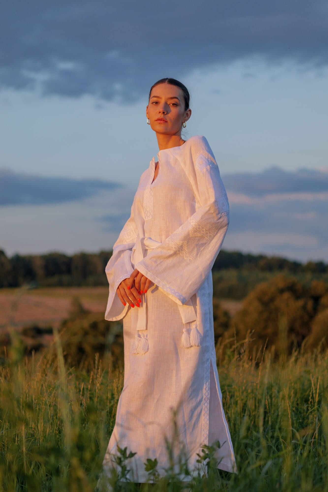 White Embroidered Ukrainian Vyshyvanka Dress - Boho Wedding Dress