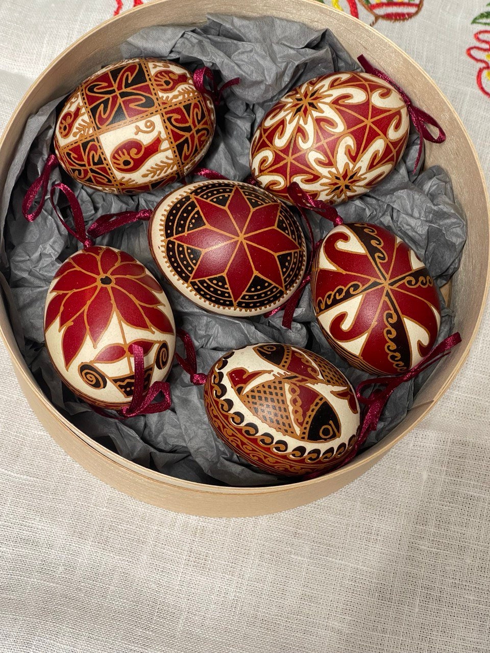 6 Handmade Ukrainian Pysanka Eggs - Traditional High Quality Easter Decor