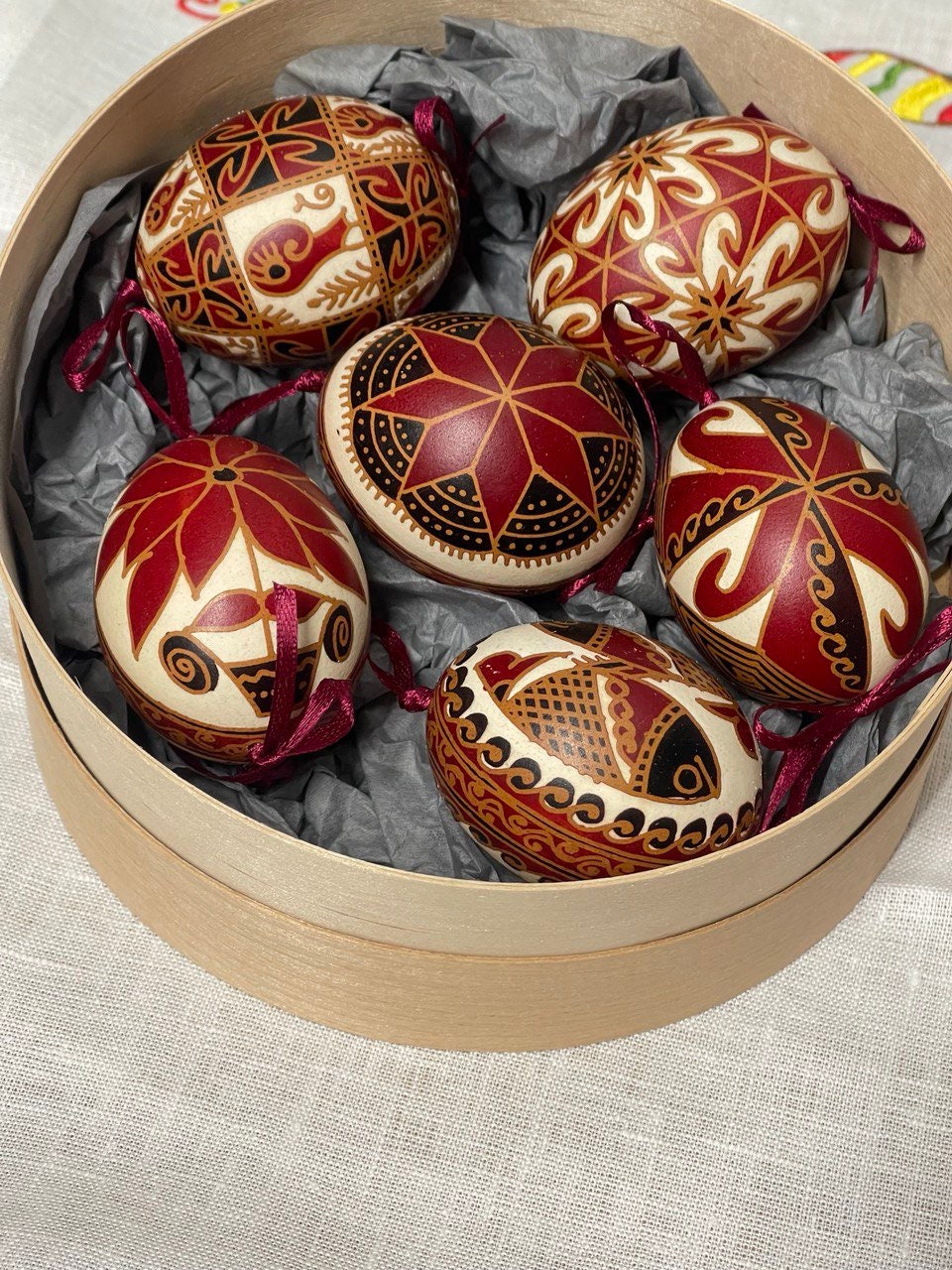 6 Handmade Ukrainian Pysanka Eggs - Traditional High Quality Easter Decor