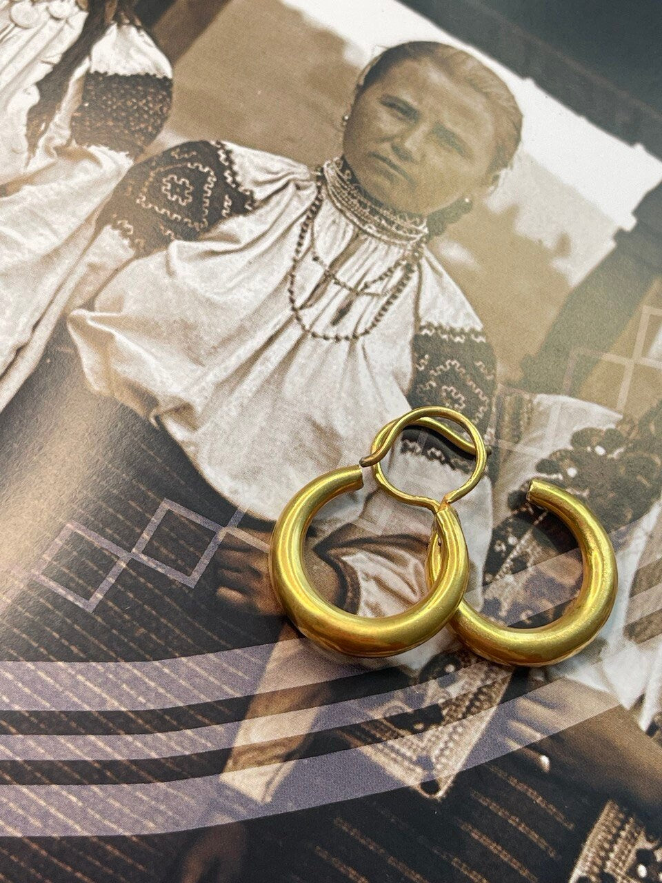 Gilded Crescent Moon Silver Earrings | Handmade Ukrainian Ethnic Jewelry