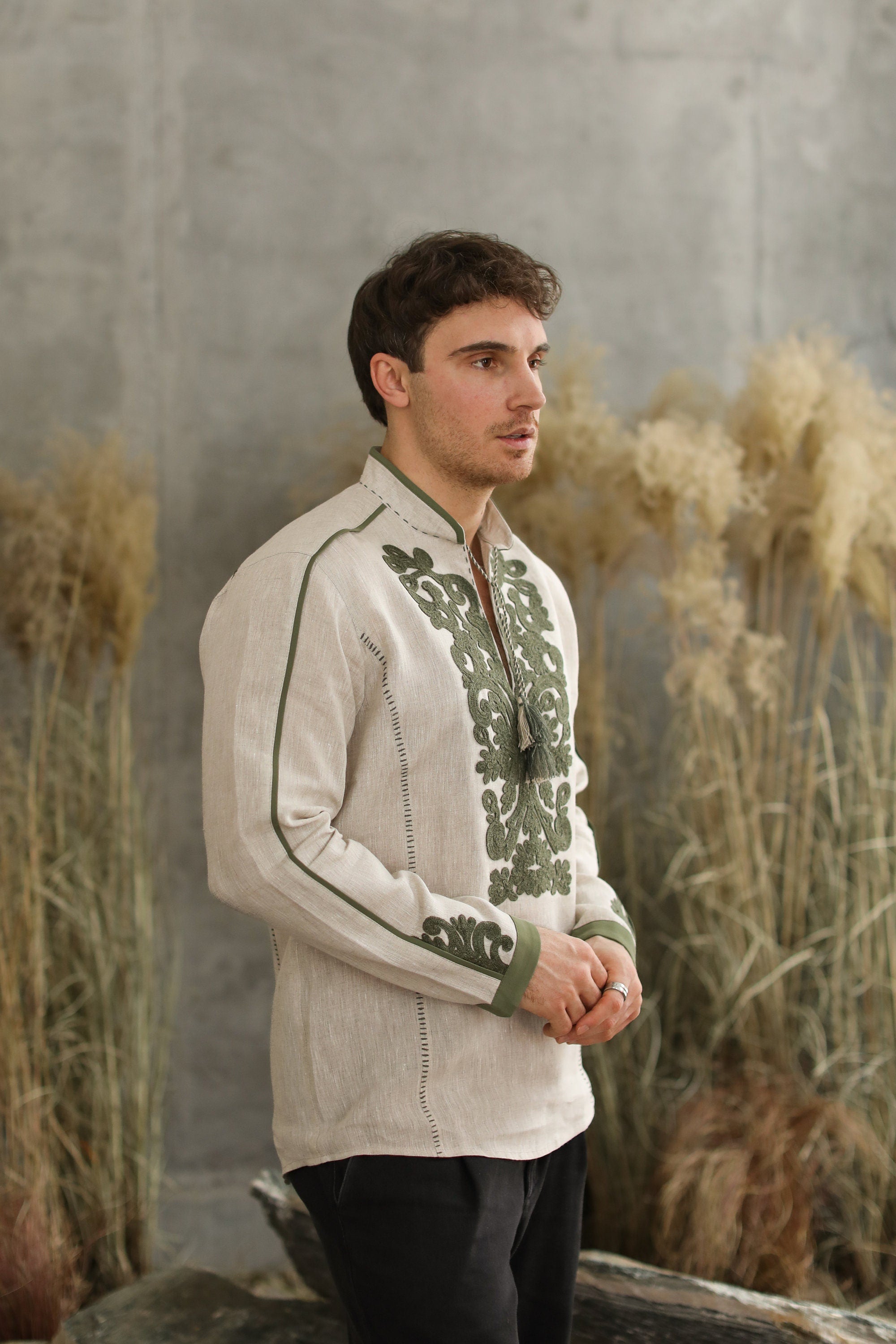 Men's Ukrainian Embroidered Shirt - Traditional White Shirt for Easter