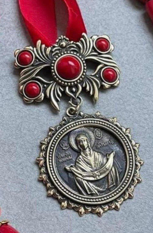 Handmade Ukrainian Dukach Pokrova Pendant Necklace - Brass Ethnic Jewelry from Ukraine