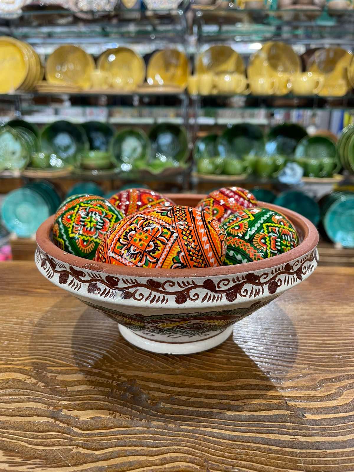 Handmade Ukrainian Pysanky: Set of 6 Painted Wooden Easter Eggs