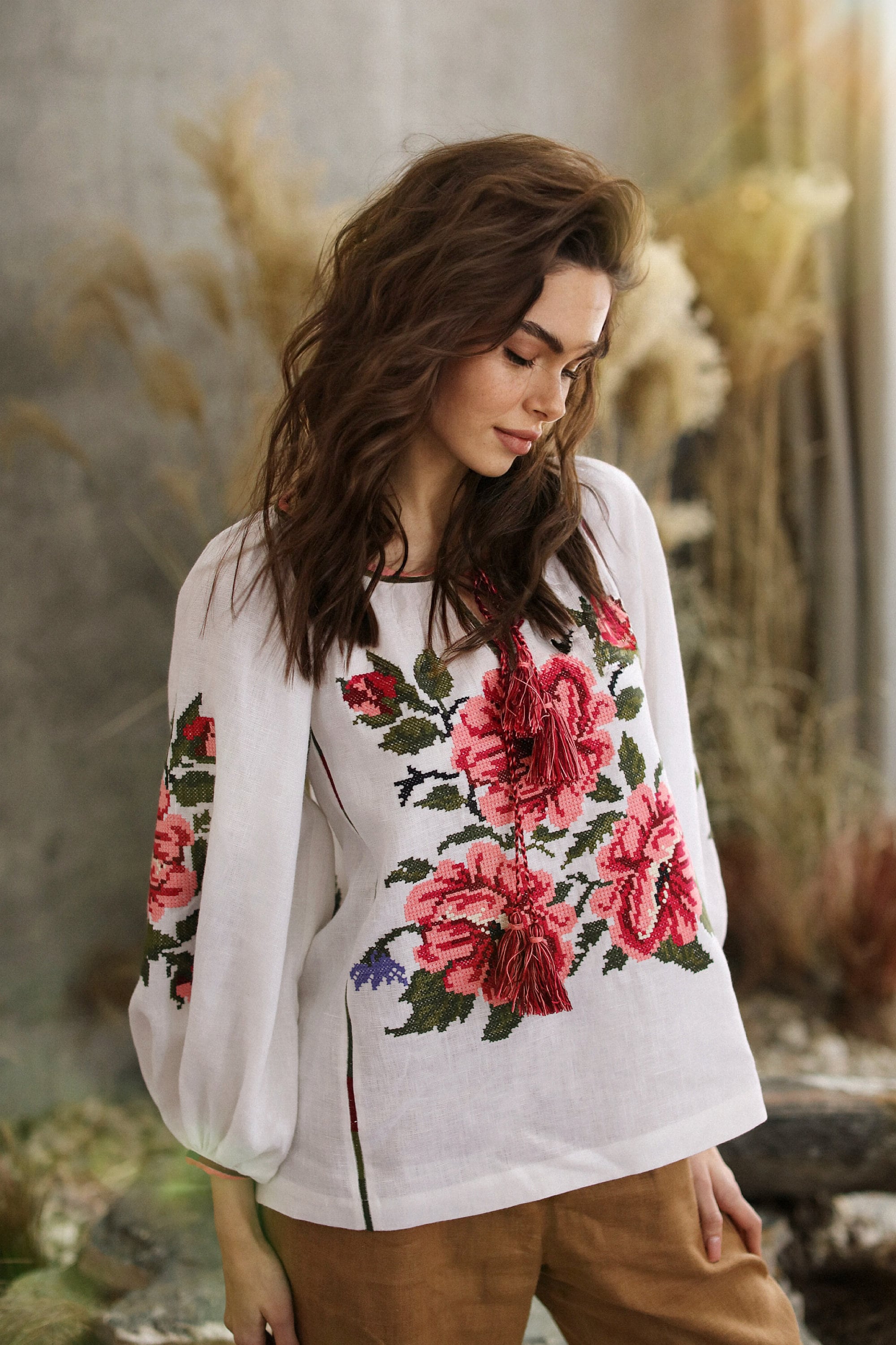 White Embroidered shirt Ukrainian Vyshyvanka Blouse - Bohemian Top for Women