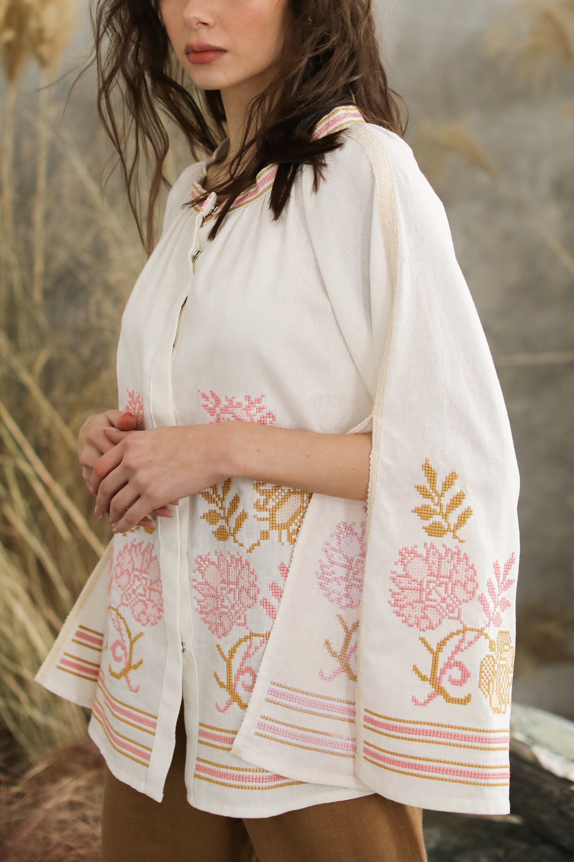 Ukrainian Vyshyvanka Blouse - Bohemian Embroidered Top