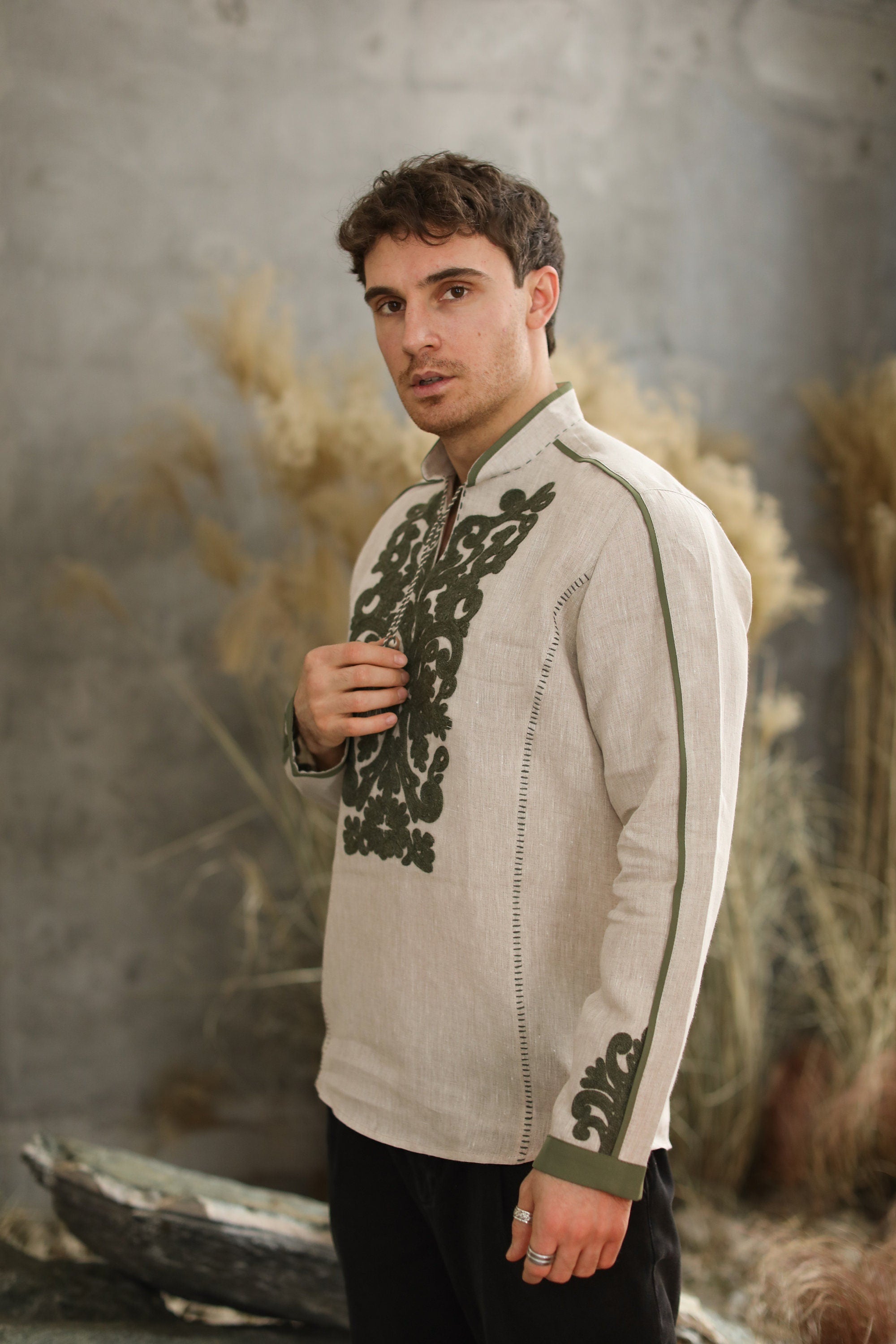 Men's Ukrainian Embroidered Shirt - Traditional White Shirt for Easter