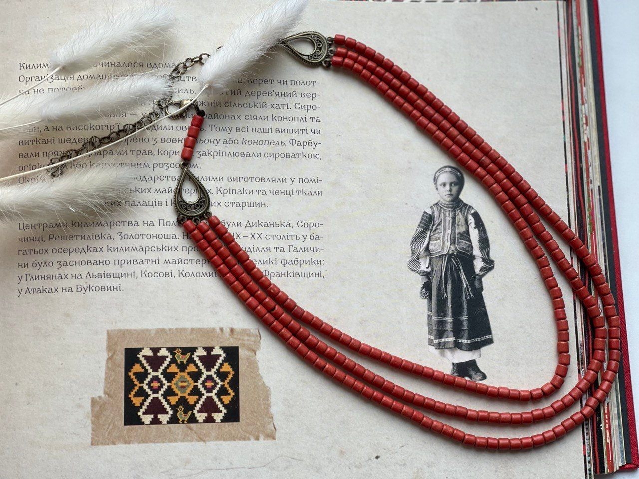 Handmade Red Ukrainian Ceramic Beaded Necklace - Scythian Inspired Accessories