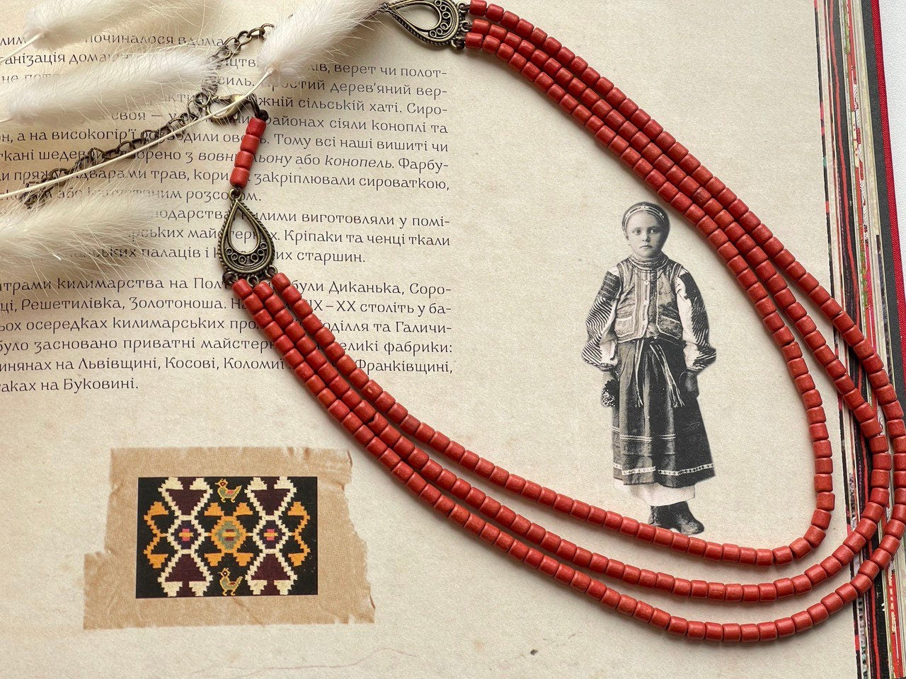 Handmade Red Ukrainian Ceramic Beaded Necklace - Scythian Inspired Accessories