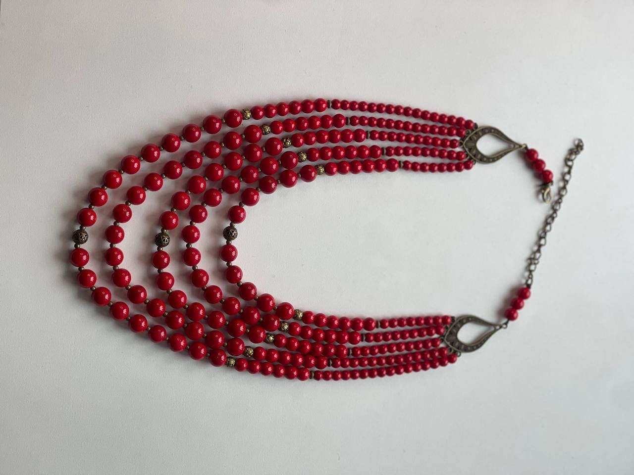 Red Ukrainian Traditional necklace Jewelry natural pressed coral Ethnic Necklace of natural pressed coral Gift for Her Gift for Wife