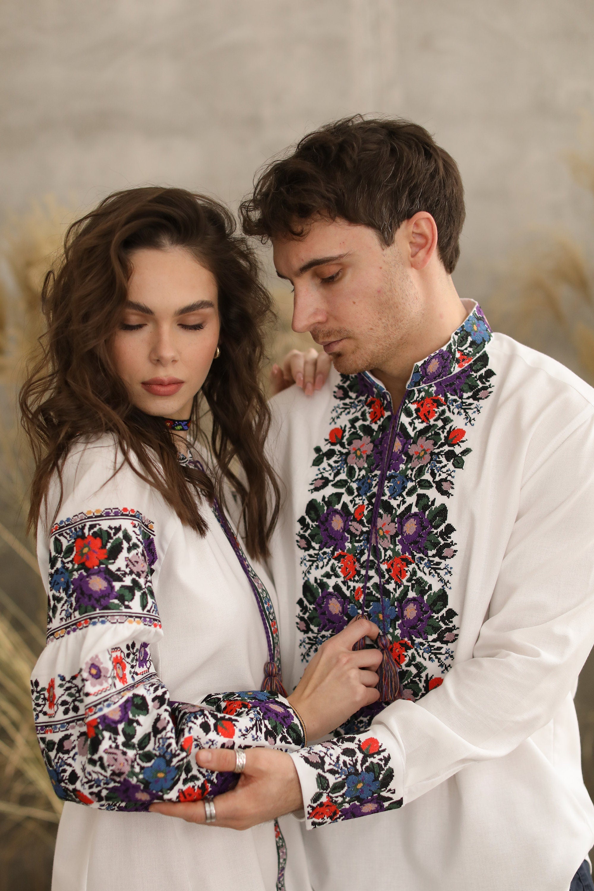 Men's White Ukrainian Embroidered Shirt - Traditional Design