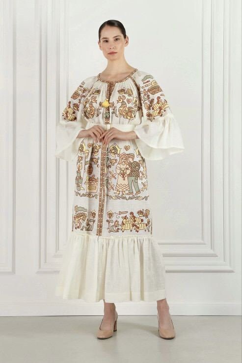 Unique Ukrainian Vyshyvanka Linen Dress with Embroidery – Boho Style