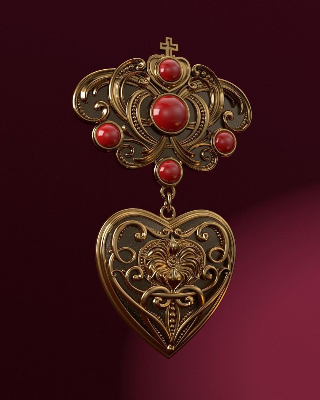 Ukrainian Dukach Pendant "Heart" - Traditional Ethnic Necklace
