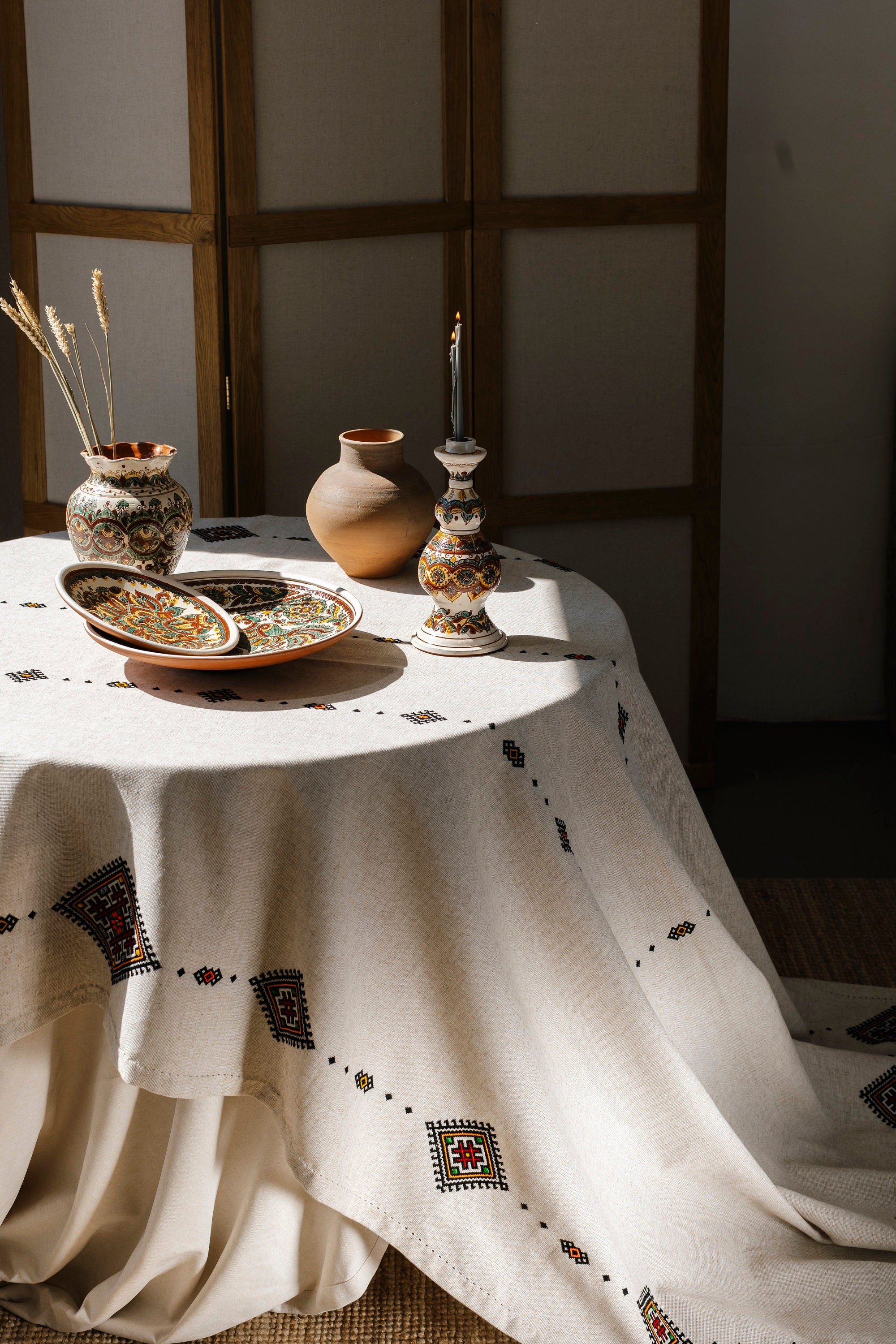 Mothers Day Handmade Ukrainian Embroidered Tablecloth 300x150 CM