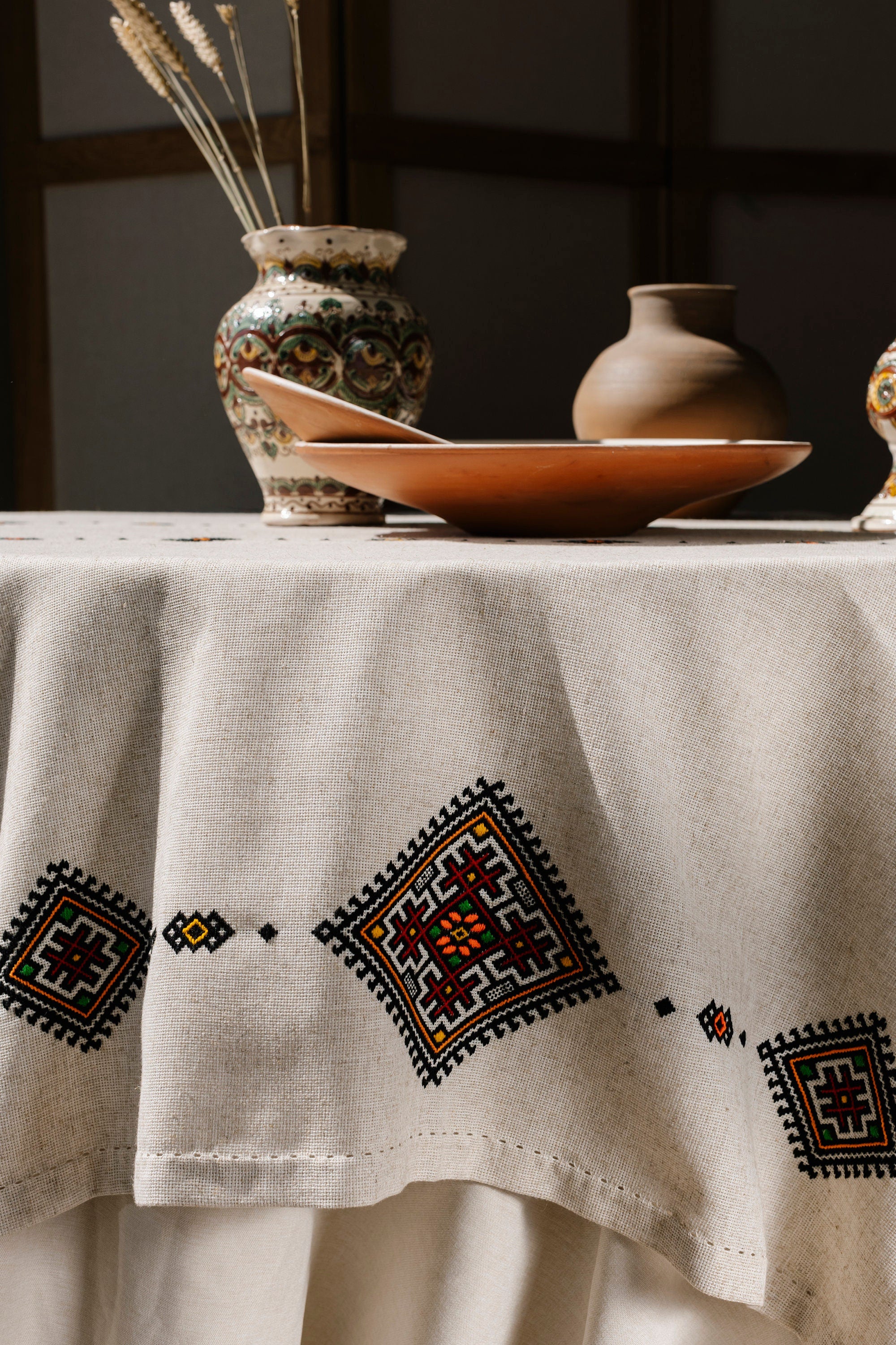 Mothers Day Handmade Ukrainian Embroidered Tablecloth 300x150 CM